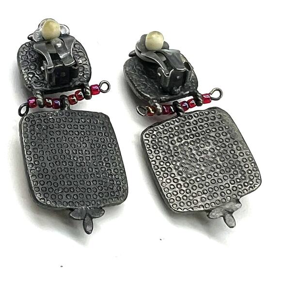 Authentic Vintage Bakelite collectible Mahjong tile earring clip on 1930's - Picture 5 of 5